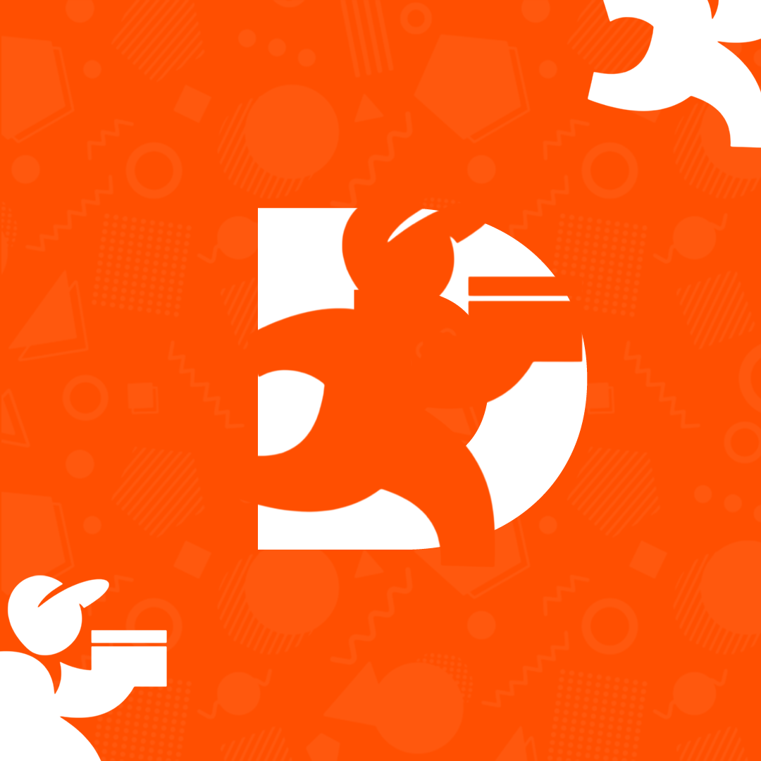Icône du logo Bigoua sur motif orange