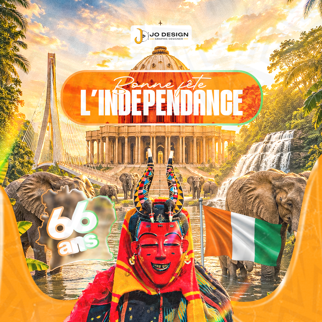 Affiche 66 ans d'indépendance de la Côte d'Ivoire en couleurs