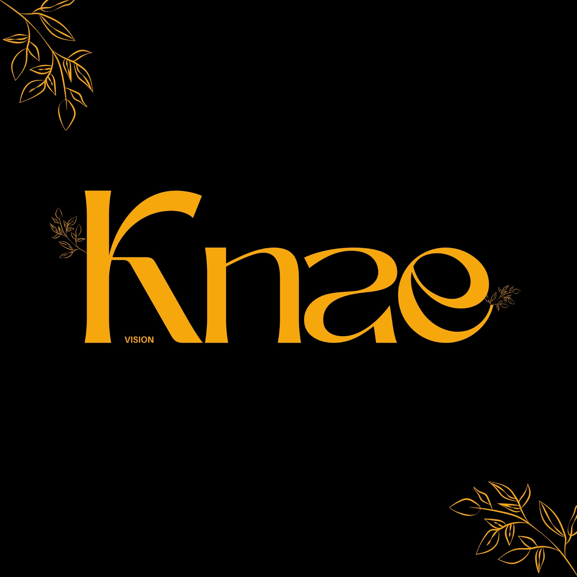 Logo KNAE Vision en lettres dorées élégantes sur fond noir