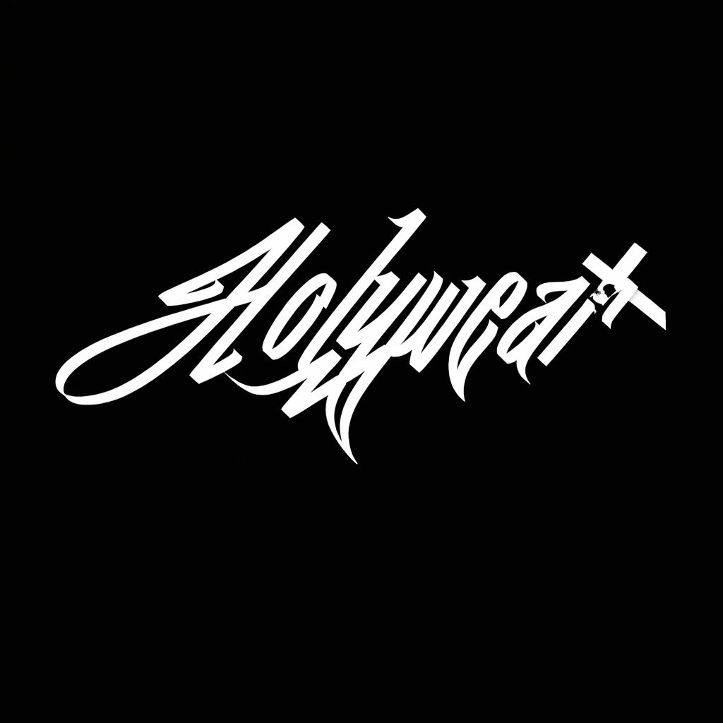 Logo Holywear en calligraphie blanche sur fond noir