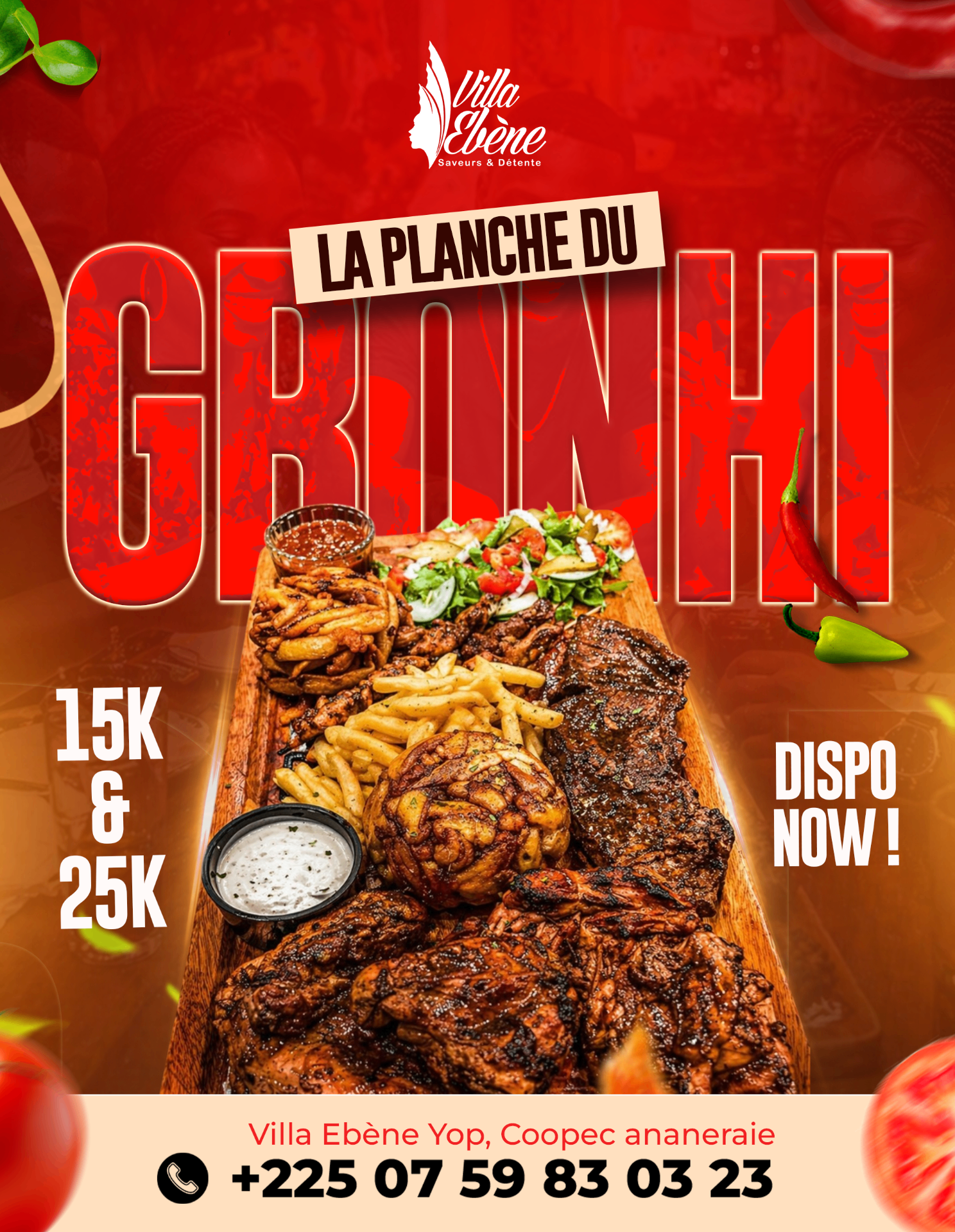 Affiche Villa Ebène présentant la planche du Gbonhi