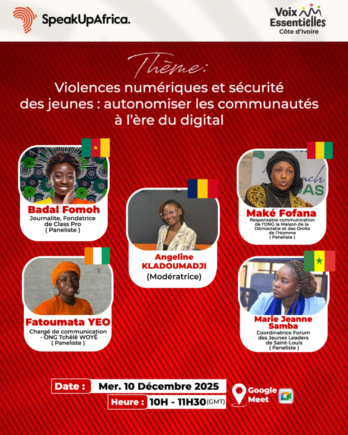 Visuel de panel SpeakUpAfrica sur les violences numériques et la sécurité des jeunes